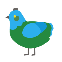 A viridian and sky chicken with a head pattern