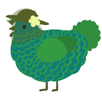 A sea and viridian chicken with a lace pattern