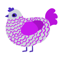 A mist and amethyst chicken with a lace pattern