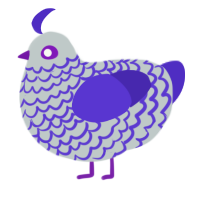 A silver and indigo chicken with a lace pattern