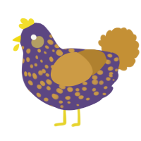 A overcast and gold chicken with a speckle pattern