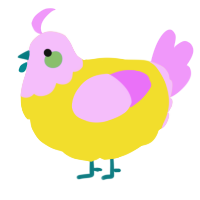A yellow and lavender chicken with a head pattern