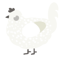 A white chicken with a speckle pattern