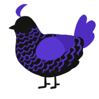 A black and indigo chicken with a lace pattern