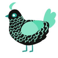 A black and mint chicken with a lace pattern