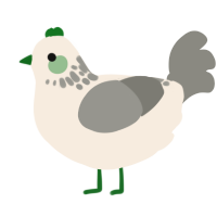 A cream and ash chicken with a neck-speckle pattern