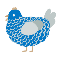 A sapphire and silver chicken with a lace pattern