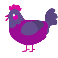 A plum and overcast chicken with a head pattern