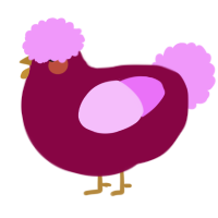 A maroon and lavender chicken