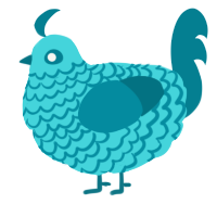 A aqua and sea chicken with a lace pattern