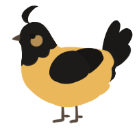 A honey and sable chicken with a head pattern