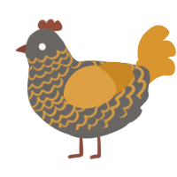 A grey and orange chicken with a lace pattern