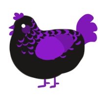 A sable and violet chicken with a half-lace pattern