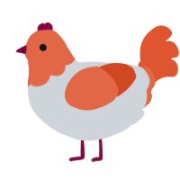 A mist and vermilion chicken with a head pattern