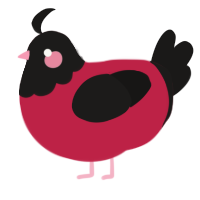 A crimson and sable chicken with a head pattern