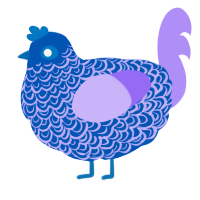 A ultramarine and lilac chicken with a double-lace pattern