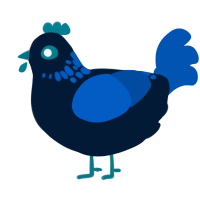 A tumblr and ultramarine chicken with a neck-speckle pattern