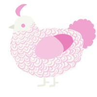 A white and pink chicken with a double-lace pattern