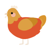A vermilion and orange chicken with a head pattern