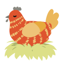 A vermilion and honey chicken with a bar pattern