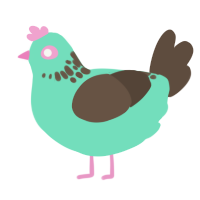 A mint and bark chicken with a neck-speckle pattern