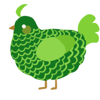 A leaf and grass chicken with a lace pattern