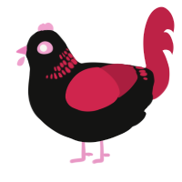 A black and crimson chicken with a neck-band pattern