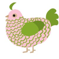 A rose and chartreuse chicken with a lace pattern