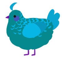 A teal and cerulean chicken with a half-lace pattern