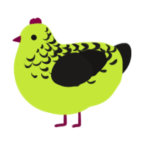 A lime and sable chicken with a half-lace pattern