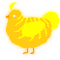 A honey and yellow chicken with a half-bar pattern