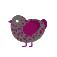 Relana, a grey and wine chicken with a speckle pattern