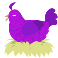 A amethyst and violet chicken with a speckle pattern