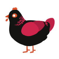 A black and crimson chicken with a neck-band pattern