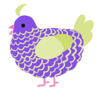 A blurple and lemon chicken with a lace pattern