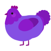 A blurple and violet chicken with a head pattern