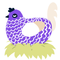A blurple and cream chicken with a lace pattern