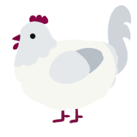 A white and mist chicken with a head pattern