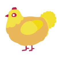 A honey and yellow chicken with a head pattern