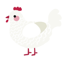 A white chicken with a lace pattern