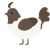 Niki, a white and bark chicken with a head pattern