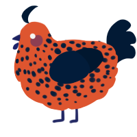 A vermilion and tumblr chicken with a speckle pattern