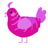 A fuchsia and orchid chicken with a half-bar pattern