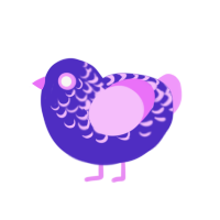 Emmett, a indigo and lavender chicken with a half-lace pattern