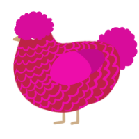 A crimson and fuchsia chicken with a lace pattern