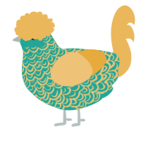 A turquoise and honey chicken with a double-lace pattern