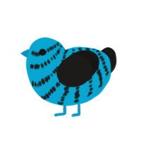 Muffin, a cerulean and sable chicken with a bar pattern