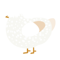 A white and cream chicken with a speckle pattern