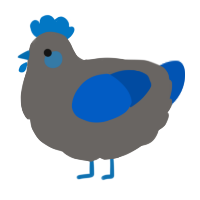 A grey and ultramarine chicken