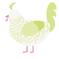 A white and lemon chicken with a lace pattern